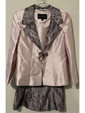 Moshita Couture Womens Size 12, Pink, 3 Piece Skirt Suit W/ Blazer & Tank! M1053